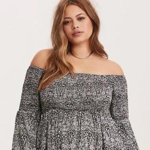 2 for $35 - Torrid Black and White Smocked Challis Dress